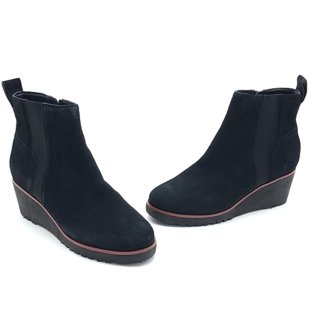 Sanctuary Engage Women's Black Leather Suede Pull On Chelsea Ankle Bootie Size 6